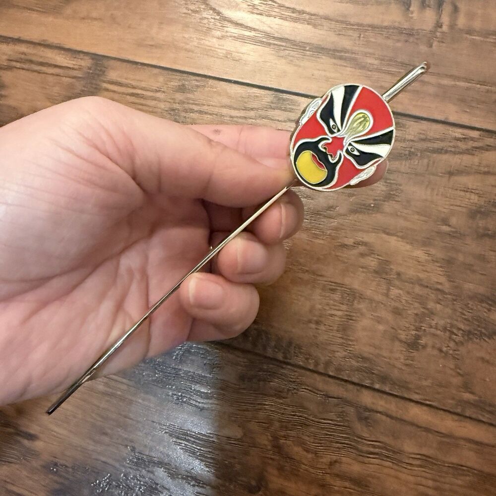 Vintage Red Chinese Opera Face Metal Bookmark Letter Opener Jing Mask New** V6